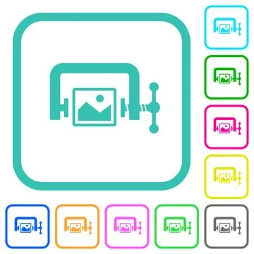 Image compression solid vivid colored flat icons Stock Illustration
