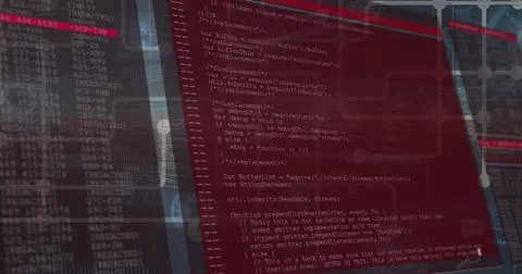 Image of computer circuit board and data processing over screen Foto stock