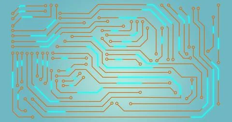 Image of computer circuit board on blue background 스톡 일러스트