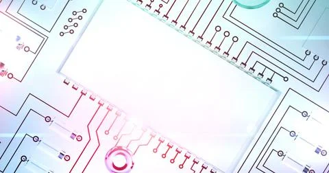 Image of computer circuit board elements over white background Stock Photos