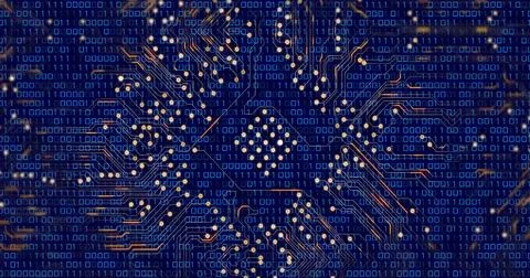 Image of computer circuit board over data processing Foto stock
