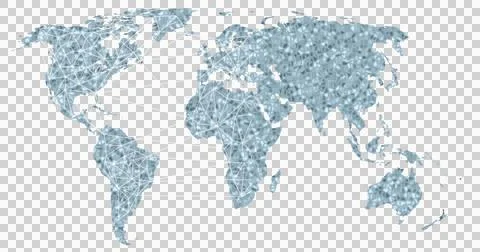 Image of computer data processing and world map on transparent background Illustrazione stock