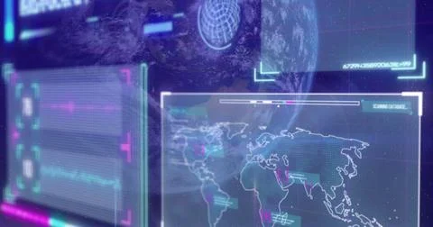 Image of computer data processing over screens Stock Photos