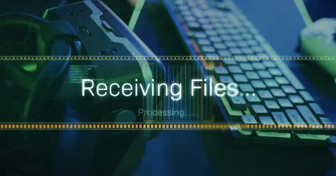 Image of computer data processing over computer Stock-Fotos