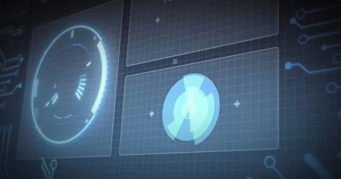 Image of computer data processing over screens Foto stock