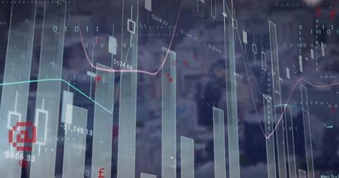 Image of computer data processing over dark background Stock Photos