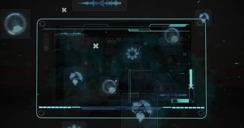 Image of computer data processing over screen Foto stock