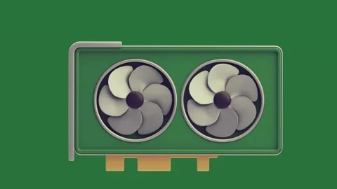 Image of computer fan on two speakers screen with fans it cartoonish Stock Footage 335980904