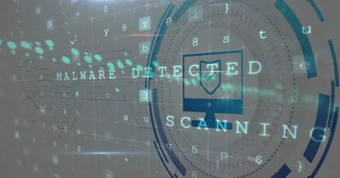 Image of computer icon over data processing on white background Stock Illustration