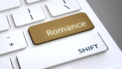 An image of a computer keyboard with text romance Stock Illustration
