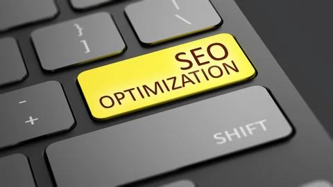 An image of a computer keyboard with text seo optimization Stock Illustration
