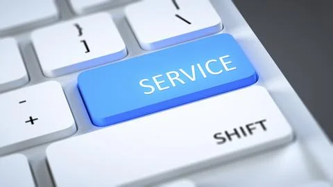 An image of a computer keyboard with text service Stock Illustration