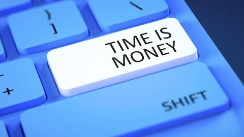 An image of a computer keyboard with text time is money Stock Illustration