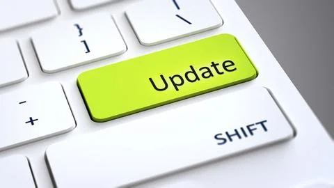 An image of a computer keyboard with text update Stock Illustration