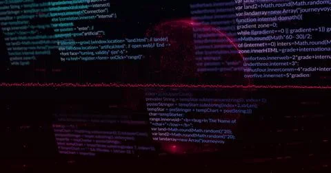 Image of computer language, graphs, globe and changing numbers over black 스톡 일러스트
