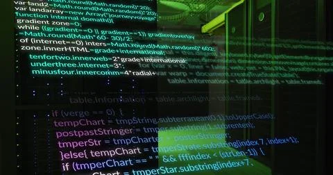 Image of computer languages moving over data server systems Stock-Illustration