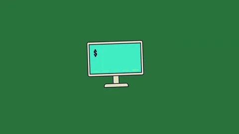 An image of a computer screen on green background and monitor isolated Video stock 336892218
