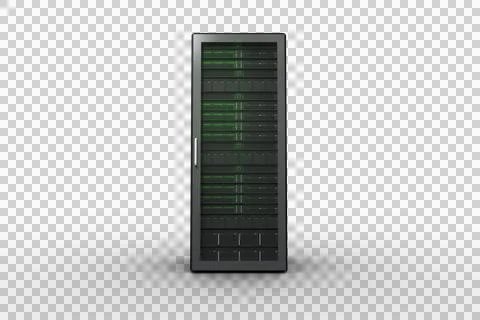 Image of computer server with green lights Foto stock