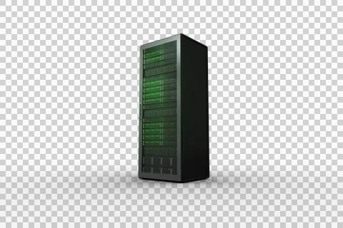 Image of computer server with green lights Stockfoto's