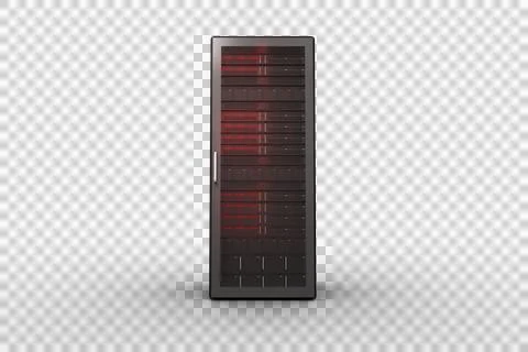 Image of computer server with red lights Stockfoto's