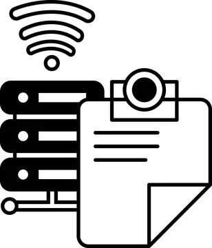 Image of a computer with a wireless connection Stock Illustration