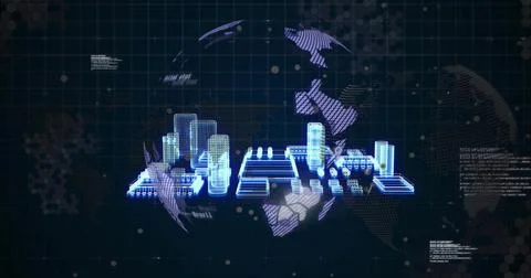 Image of computing board and data processing over globes Stock Illustration