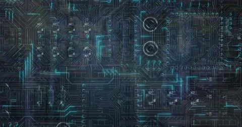 Image of computing board over network of connections 库存照片