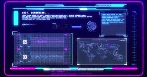 Image of computing data processing over screens Stock Illustration