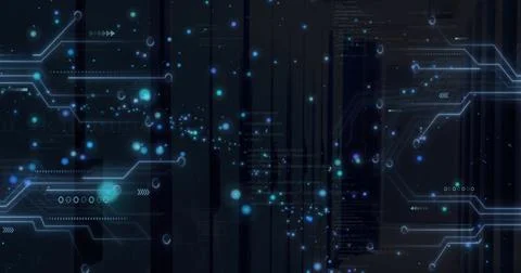 Image of computing data processing over computer servers Stock Illustration