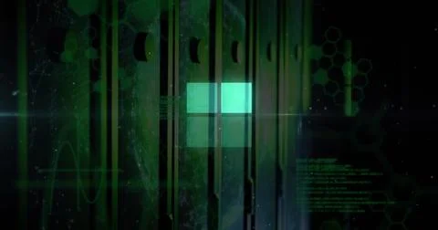 Image of computing data processing over computer servers Illustrazione stock