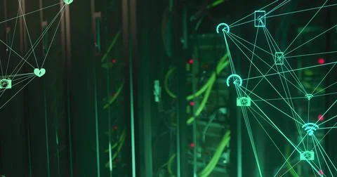 Image of computing data processing over screens Stock-Fotos