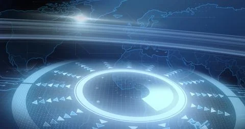 Image of computing data processing over world map Fotos Stock