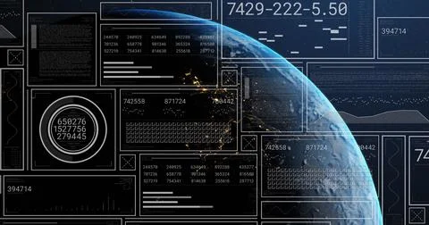 Image of computing data processing over globe 库存照片