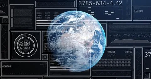 Image of computing data processing over globe 스톡 사진