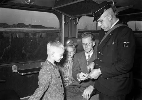 Image of a conductor of the N.S. In a train while checking the transport t... Stock Photos