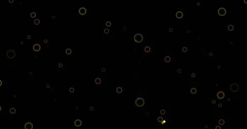 Image of confetti falling and circles pattern moving on black background Illustrazione stock