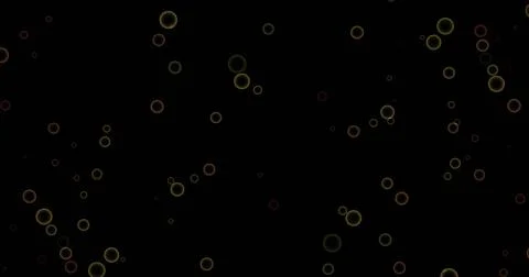Image of confetti falling and circles pattern moving on black background イラスト素材