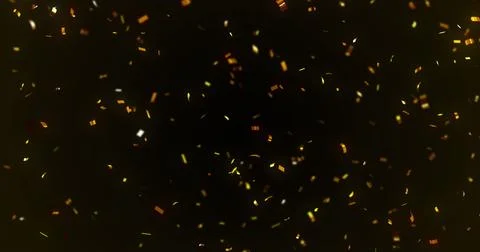 Image of confetti falling over black background Ilustração Stock