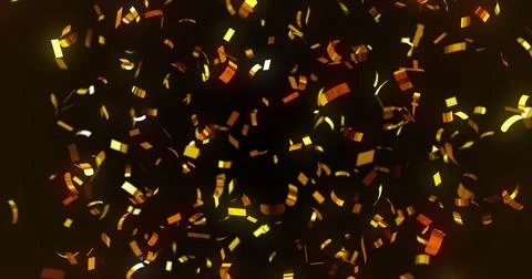 Image of confetti falling over black background Ilustração Stock