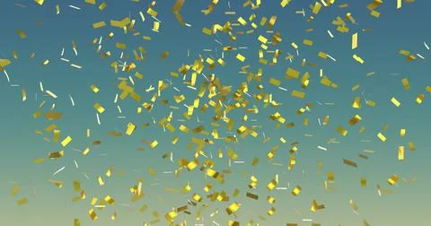 Image of confetti falling over gradient blue background イラスト素材