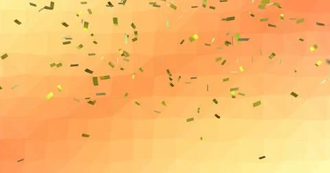 Image of confetti falling over gradient orange background イラスト素材