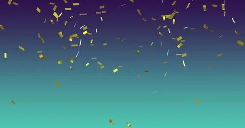 Image of confetti falling over gradient blue background Stock Illustration