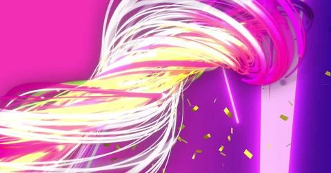 Image of confetti falling over network of fibre optic strands Stock Illustration