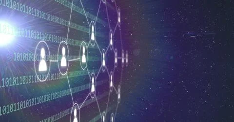 Image of connections and binary coding data processing Stock Photos