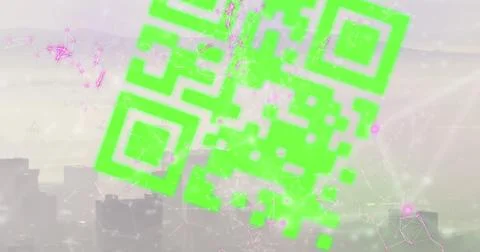Image of connections and code floating over cityscape Stock Illustration