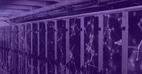 Image of connections and data processing over computer servers Stock Illustration