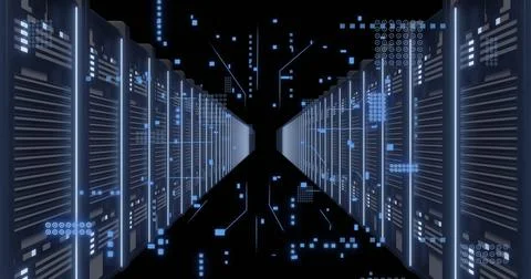 Image of connections and data processing over computer servers Stock Illustration