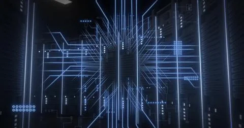Image of connections and data processing over computer servers Stock Illustration