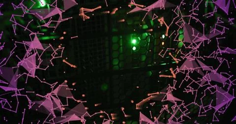 Image of connections and data processing over computer servers Illustrazione stock