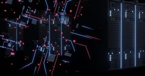 Image of connections and data processing over computer servers Stock Photos